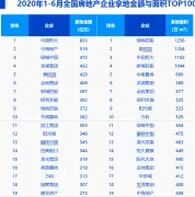 2020年1-6月全国房地产企业拿地排行榜